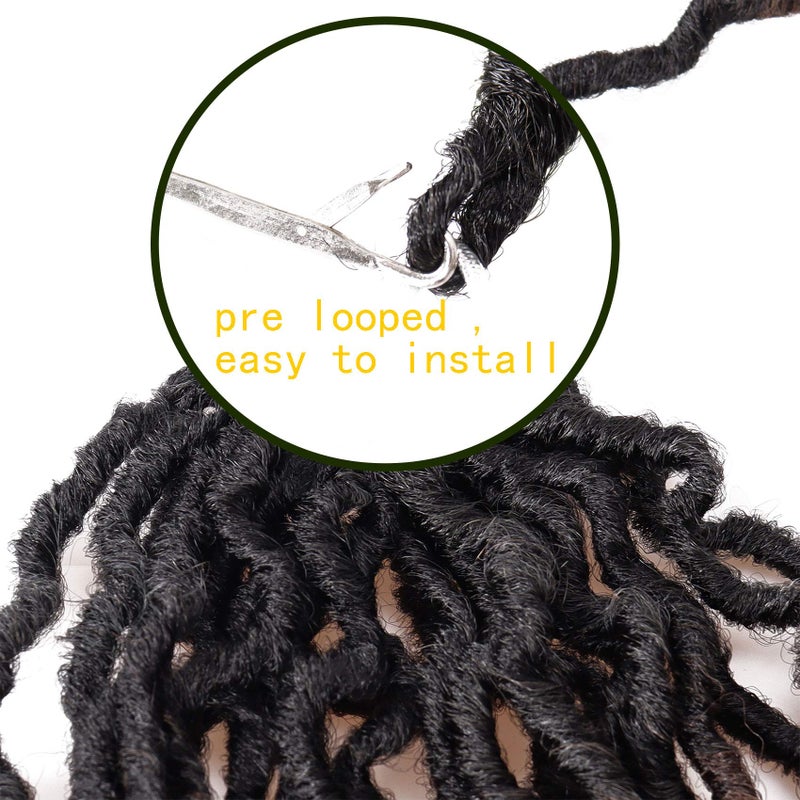 Liyate 18 Inch Goddess Faux locs Crochet Hair 6 Packs/Lot Soft Gypsy Locs Wavy Crochet Braids Dreadlocks 3 Tone Curly Wavy Twist Braiding Hair Extensions African Roots Braidï¼ˆ#1B/30/27) - Image 5